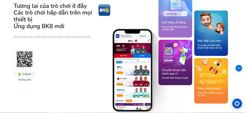 Rút tiền nhanh qua ứng dụng của BK8